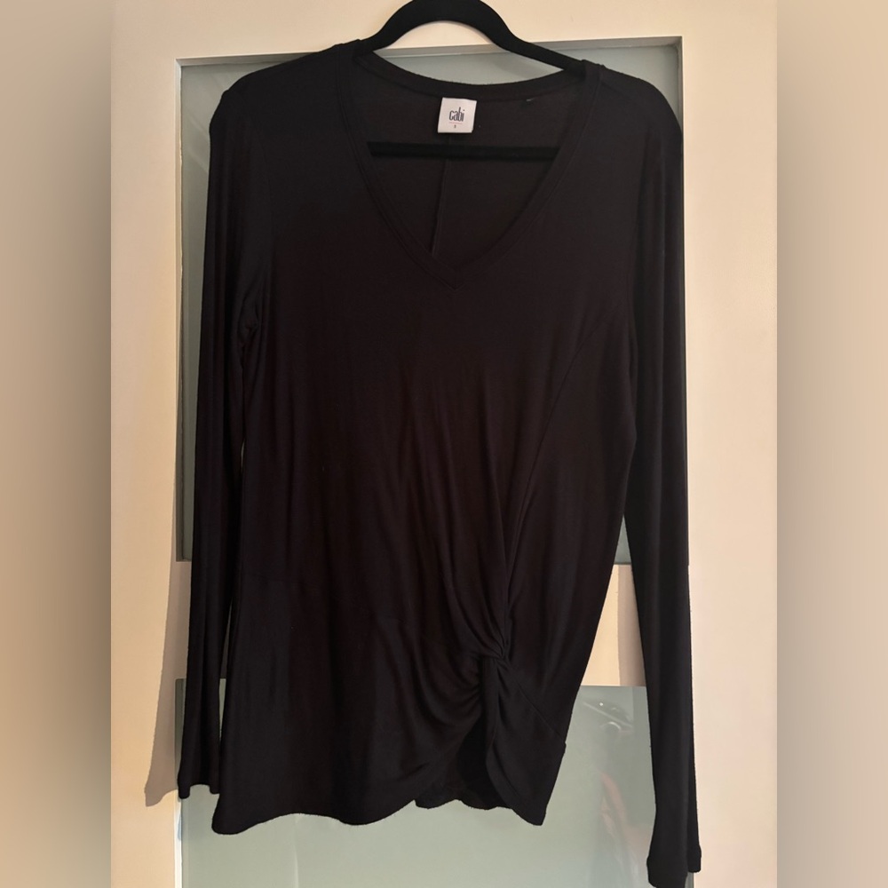 CAbi Black V-Neck Long Sleeve Top